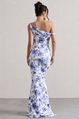 Lita | Blue Floral Twisted Asymmetric Maxi Dress